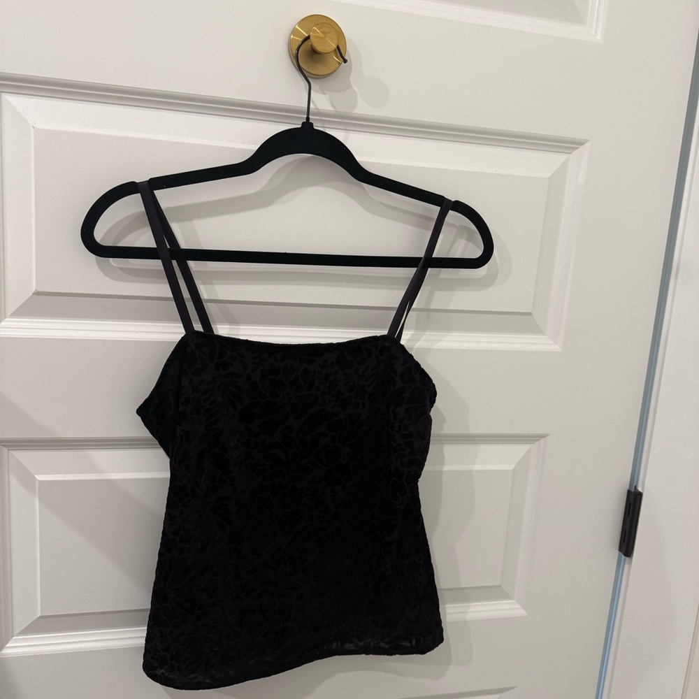 VTG Express Tricot 90s Burnout Velvet Floral Cami Top - Whimsigothic Y2K M